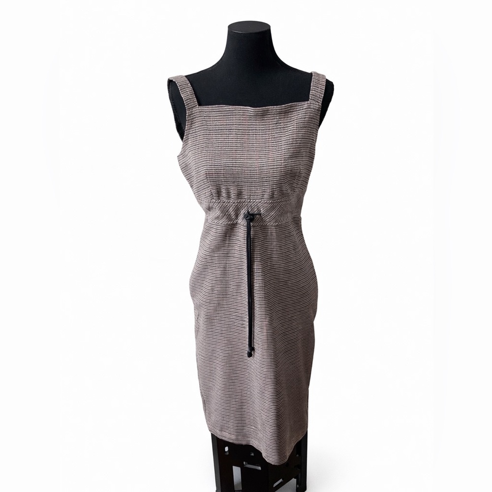 Rampage Sleeveless Plaid Bodycon Dress with Back Drawstring